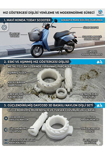Dayco3D Honda Today 50cc (AF61 / AF67) Güçlendirilmiş Kilometre Dişli Seti