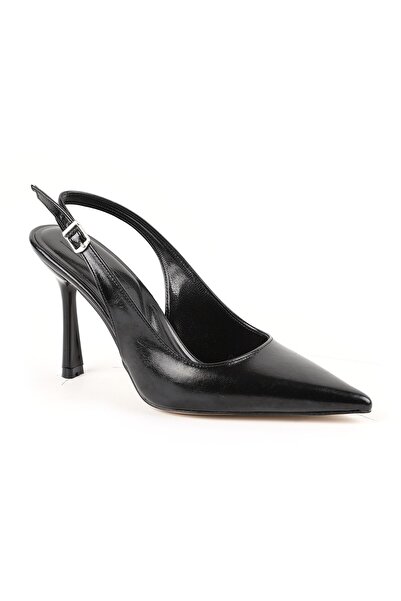 Libero Women's Patent Leather Heeled Shoes Pointed Toe Thin Heel Slingback St...