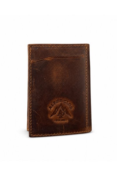 AlphaClub Bag Genuine Leather Crazy Leather Tan Wallet and Card Holder