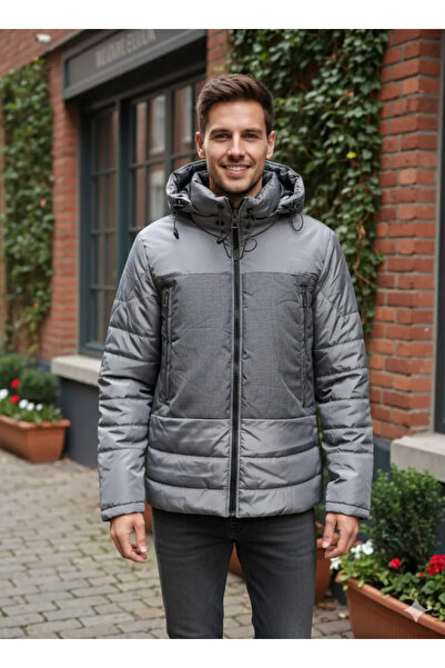 diğer1234 Ανδρικό Μπουφάν PASS ANGELS σε Γκρι Slim Fit — L