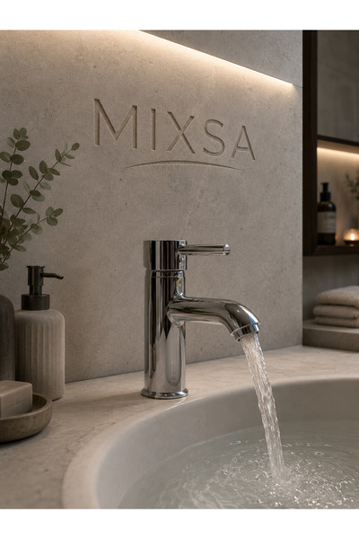 MİXSA Premium Luxury Brass Heavy Body Chrome Fixed Sink Faucet with Rod Arm a...