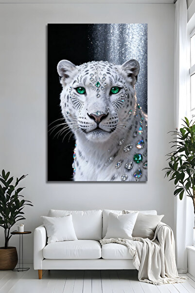 Parıltı Yayınları Crystal Stone Snow Leopard Tablou modern din sticlă străluc...