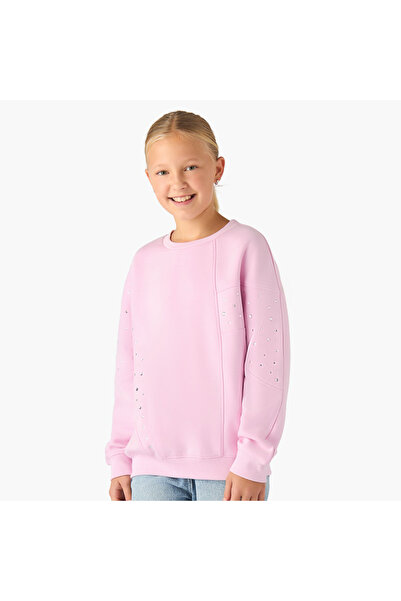 Juniors Embellished Sweatshirt with Long Sleeves
