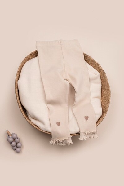 lumia Ruffled Embroidered Leggings Cream