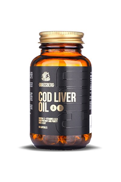 Grassberg Ulei de ficat de cod + A + D, 60 capsule moi