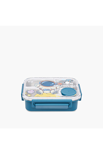 Lifestyle Astronaut Print Sectioned Stainless Steel Lunch Box with Clip Lock ...