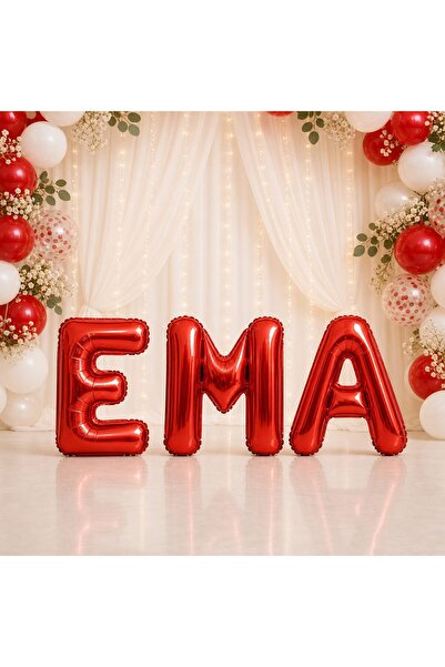 OEM Baloane Personalizate Nume EMA, Roșu, 40 cm, Decor Foto și Evenimente