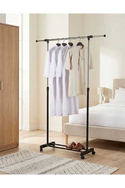 aram Stainless Steel Portable Clothes Hanger Rail Garment Rack with Wheels Ad...