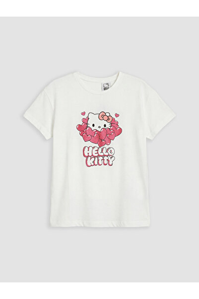 LC Waikiki NEVAVM Μπλουζάκι για κορίτσια με στάμπα Hello Kitty με οβάλ λαιμόκ...