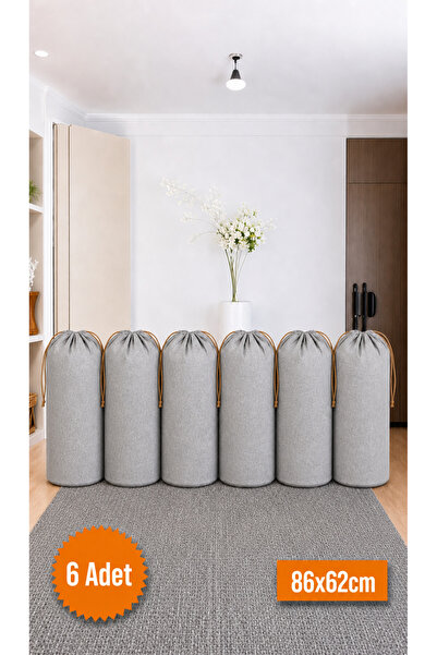 Balkan Room 6 Pieces Gray Drawstring Storage Bag Xlarge 86X62 cm - Moving Bag...