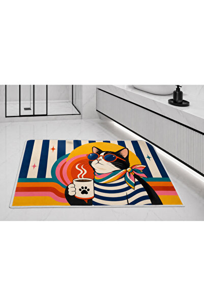 Hayal Dekoratif Kaymaz Taban Yıkanabilir Banyo Paspas Takımı Dijital Baskılı 40x60-50x70-60x90'cm
