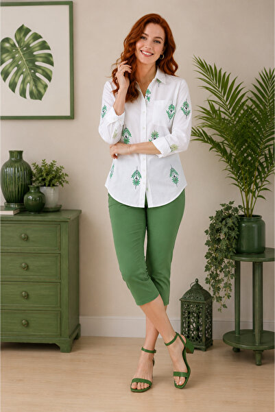 UTDU Oversized Colorful Patterned White Shirt