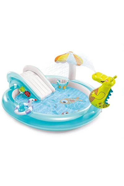 Intex Piscina Gonflabila Copii Model Crocodil cu Tobogan & Jet Apa | 201x170x...