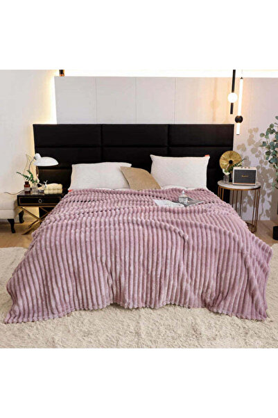 Vivendo Patura catifelata Cocolino cu Dungi, Model Uni, 200 x 230cm