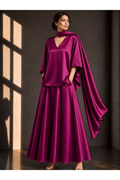 ALYEL NAKER Regular Kimono Sleeve Blouse & Midi Full Circle Skirt Top & Botto...