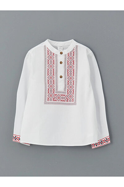 LC Waikiki White Embroidered Boys' Shirt