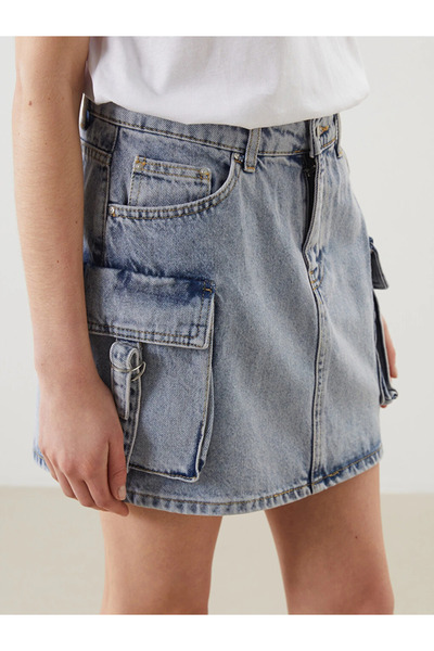 LC Waikiki Blue Slim Fit Mini Jean Skirt