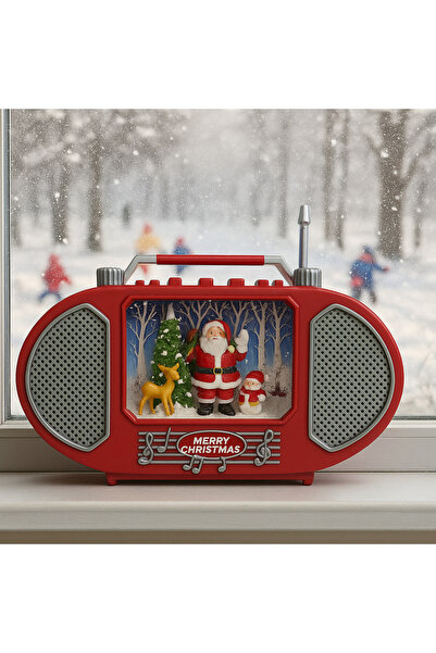 Vivendo Radio decorativ de Craciun cu Mos Craciun – cu lumini, efect de ninso...