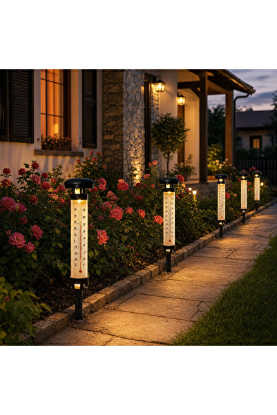Vivendo Set 2 Termometre Solare de Gradina cu Lampa LED si Afisaj Dual Celsiu...