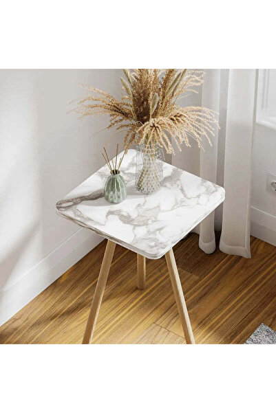 Vivendo Masuta decorativa cu picioare din lemn, 34 x 34 cm, stil nordic