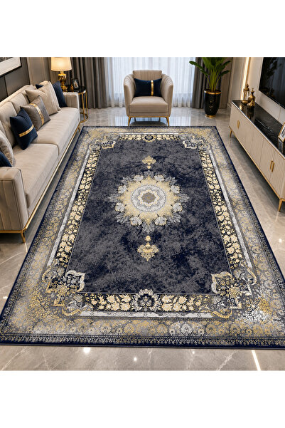 Genel Markalar Venüs Carpet Osmanlı Lacivert Gold Kaymaz Taban Yıkanabilir Hal