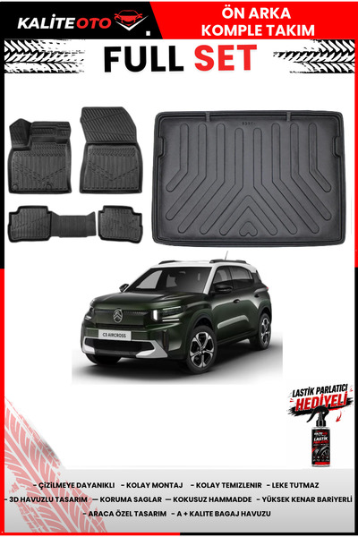 ko kaliteoto Citroen C3 Aircross Elektrikli 2026 Model Üst 3D Bagaj Havuzu Ve...