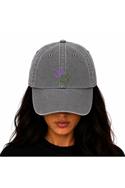 WeavedCo Embroidered Washable Vintage Hat (Lavender Flower Colored Embroidery...