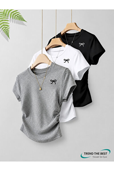 TREND THE BEST Trendin En İyisi Set de tricouri din 3 piese pentru fete, cu i...