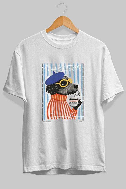 Ankhises Tricou supradimensionat alb cu imprimeu Dog For Dog Lovers, 100% bum...