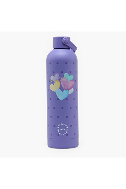 Enso Heart Print Stainless Steel Water Bottle with Handle - 750 ml