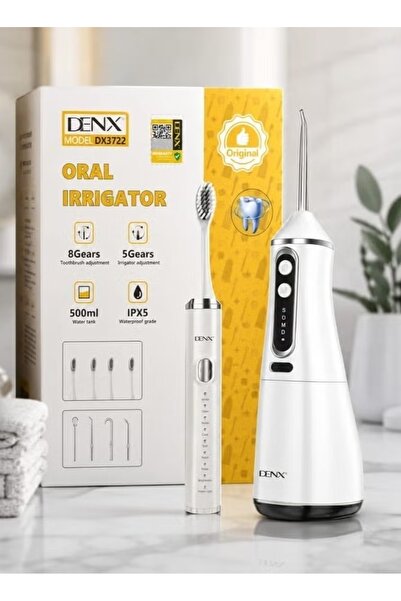 Denx DX3722 Cordless Oral Irrigator & Electric Toothbrush Set – 500ml Water T...