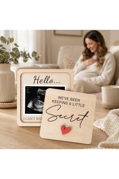 Generic 1 Wooden Pregnancy Announcement Frame Ultrasound Photo Keepsake Nurse...
