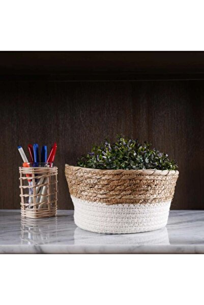 PAN HOME سلة زينة طبيعية 21x21x11 سم - طبيعية