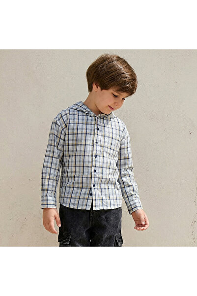 Lee Cooper Boys Checked Shirt with Hood - Soft Cotton - Long Sleeves