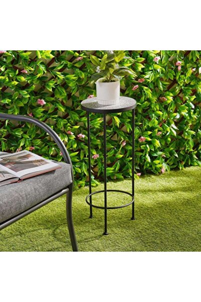 PAN HOME Inferno Round Metal Planter Stand 25x25x60cm - Black