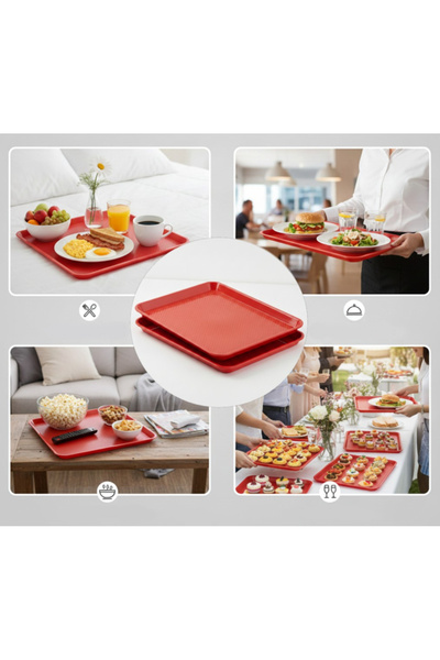 SyaMAG Set 2 buc tava servire, plastic dur, 34x24 cm, rosu