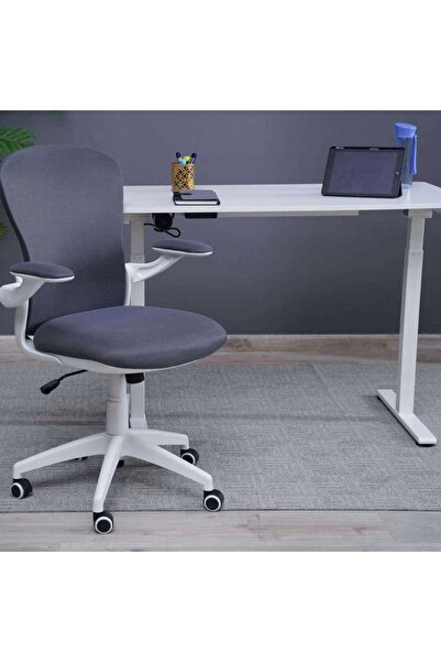 PAN HOME Aveza Office Medium Back Chair Mesh And Fabric-dark Grey