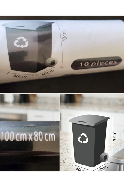 MRDIY 100x80 سم لون أسود 10 قطع أكياس قمامة