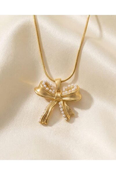 Mum Aşkı Pearl Ribbon Necklace