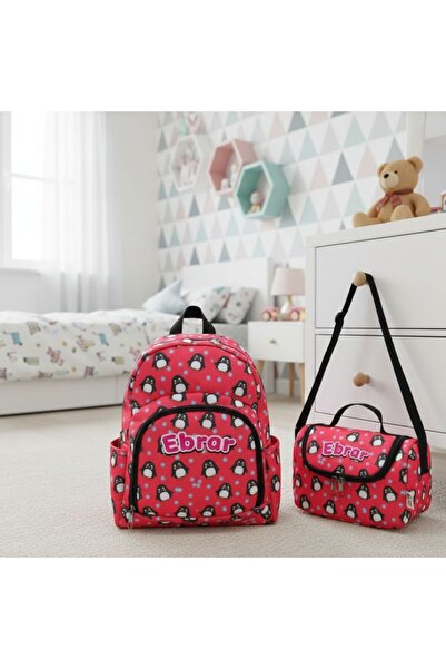 Hevi Kids HeviKids Kişiye Özel İsimli 2'li Çocuk Çanta Seti - Penguen