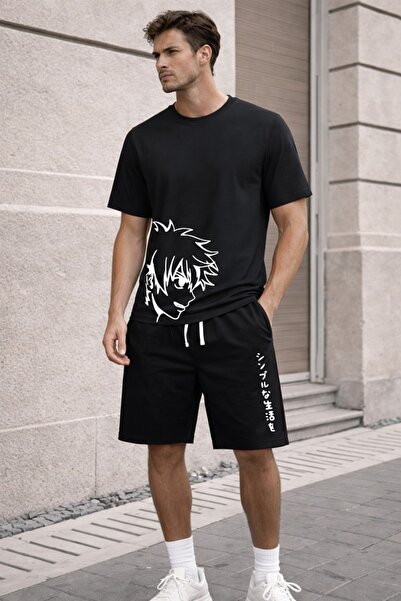 x-compass life Unisex Oversize Anime Printed Shorts Set – Casual Wear Comfort...