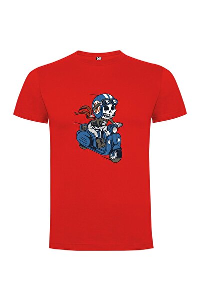 iLovePrints Skull Scooter Biker Tshirt