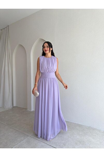 Mooi Butik Ti̇ago Maxi Dress 3706 - Lilac