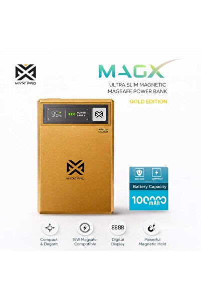 MYX PRO MagX Magnetic MagSafe Power Bank 10000mAh Wireless Charger Gold