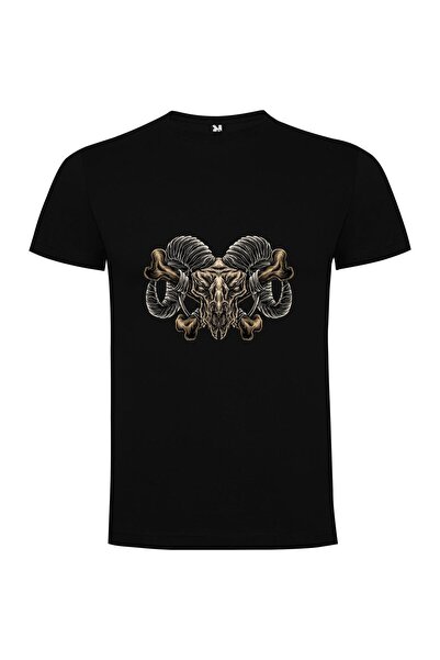 iLovePrints Horned Demon Skull Art Tshirt