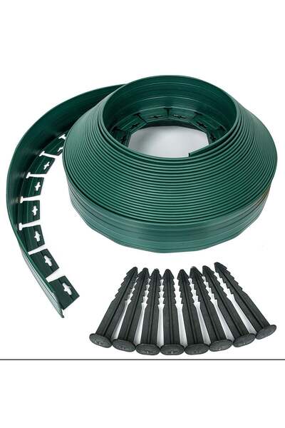 AnkaBahçe Çim Ayırıcı 25 Metre Yeşil Renk 50 Adet Kazığı İle Birlikte