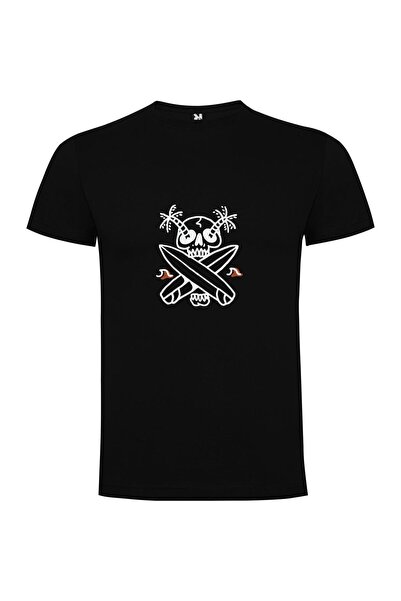 iLovePrints Surfing Skeleton Sticker Tshirt