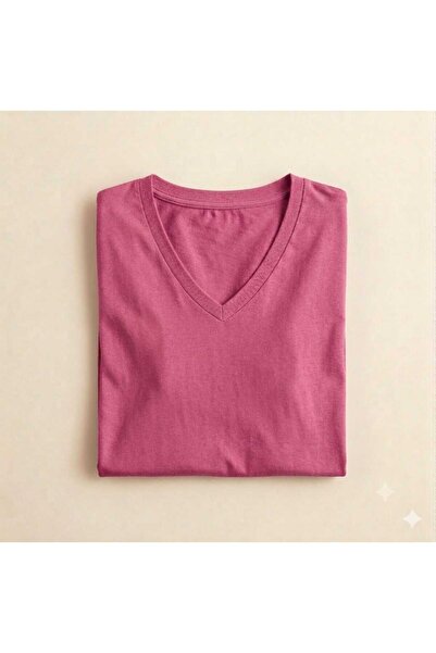 KOZİA OUTDOORS Women's Men's Unisex V-Neck Unprinted Oversized Wide-Fit T-Shirt