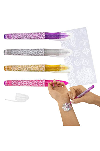 Trendhaus Pix cu gel CH31382, pentru tatuaje, set 4 culori cu sclipici