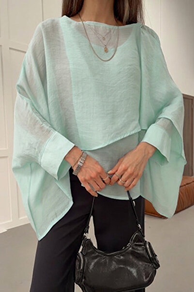 Suziş Mint Green Flying Cape Blazer 5026